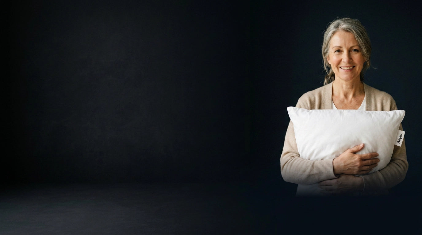 [REPLACE: Aeyla Dual Pillow styled on a hotel-quality bed, warm morning light]