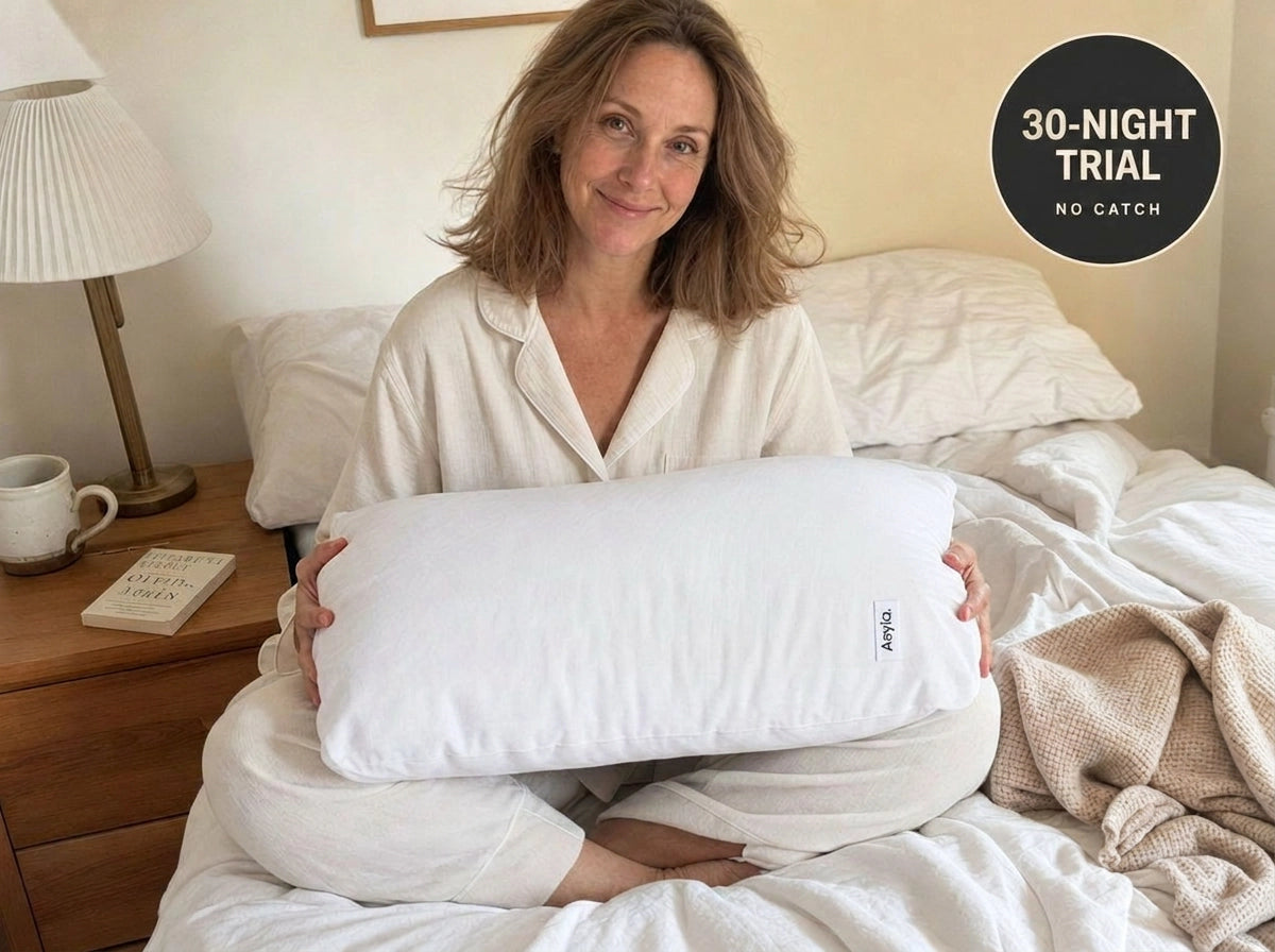 [REPLACE: Calendar / 60-night visual or Aeyla pillow with subtle '60 nights' overlay graphic]